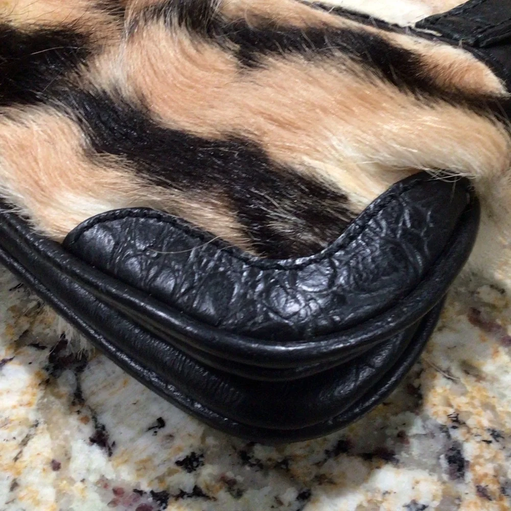 Versace Jeans Couture Faux Tiger Fur Shoulder Bag